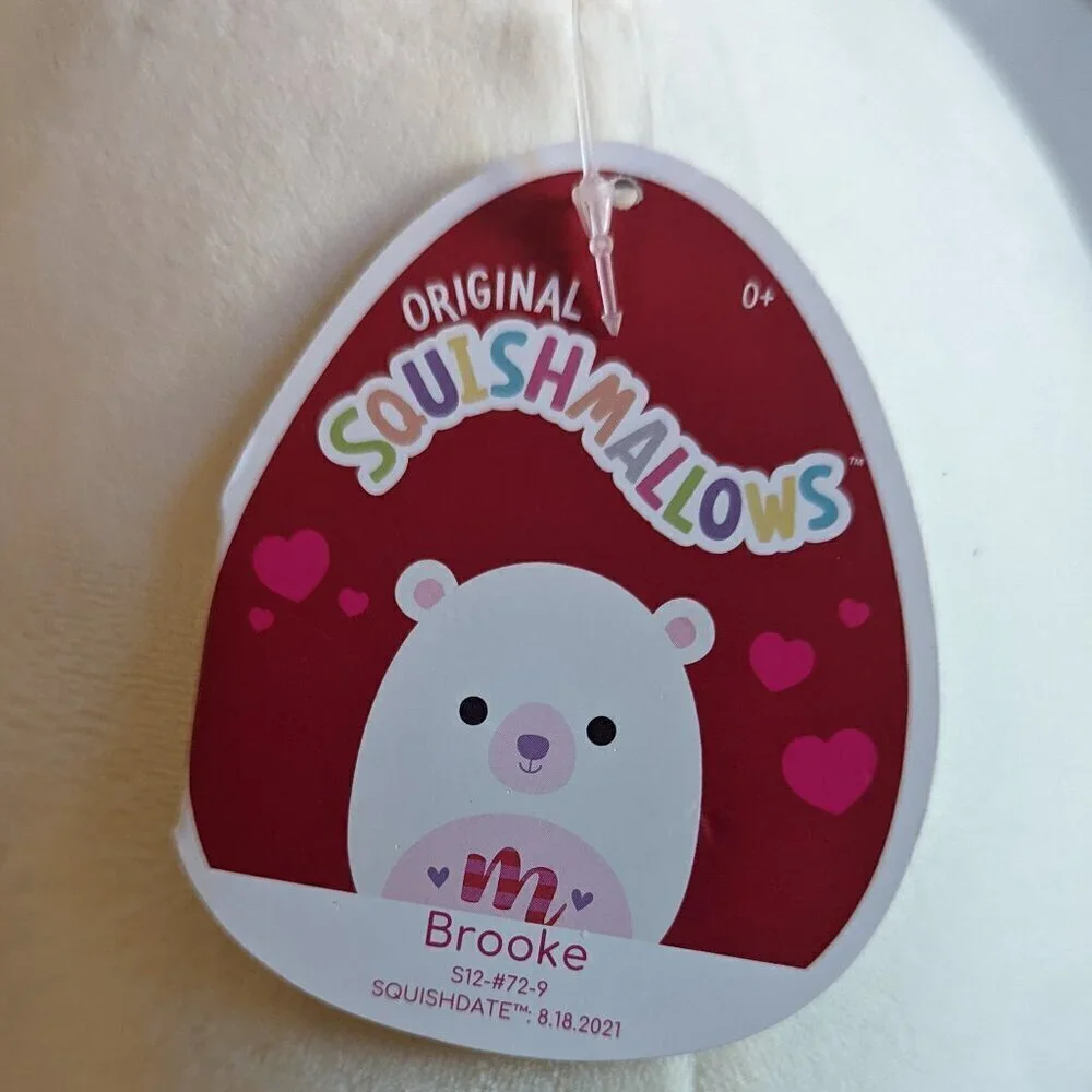 NWT 12" Brooke Polar Bear Squishmallows Monogram 'M' Plush Valentine's Day Gift - Picture 4 of 6